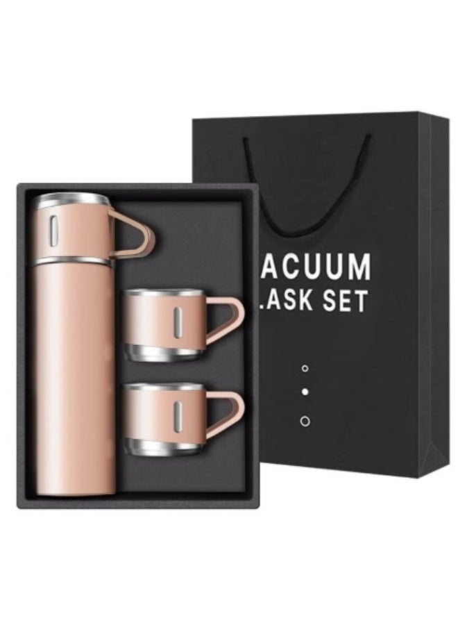 Vacuum Flask كوب ترمس أصلي سعة 500 مل مع 3 أكواب- وردي - Image 2